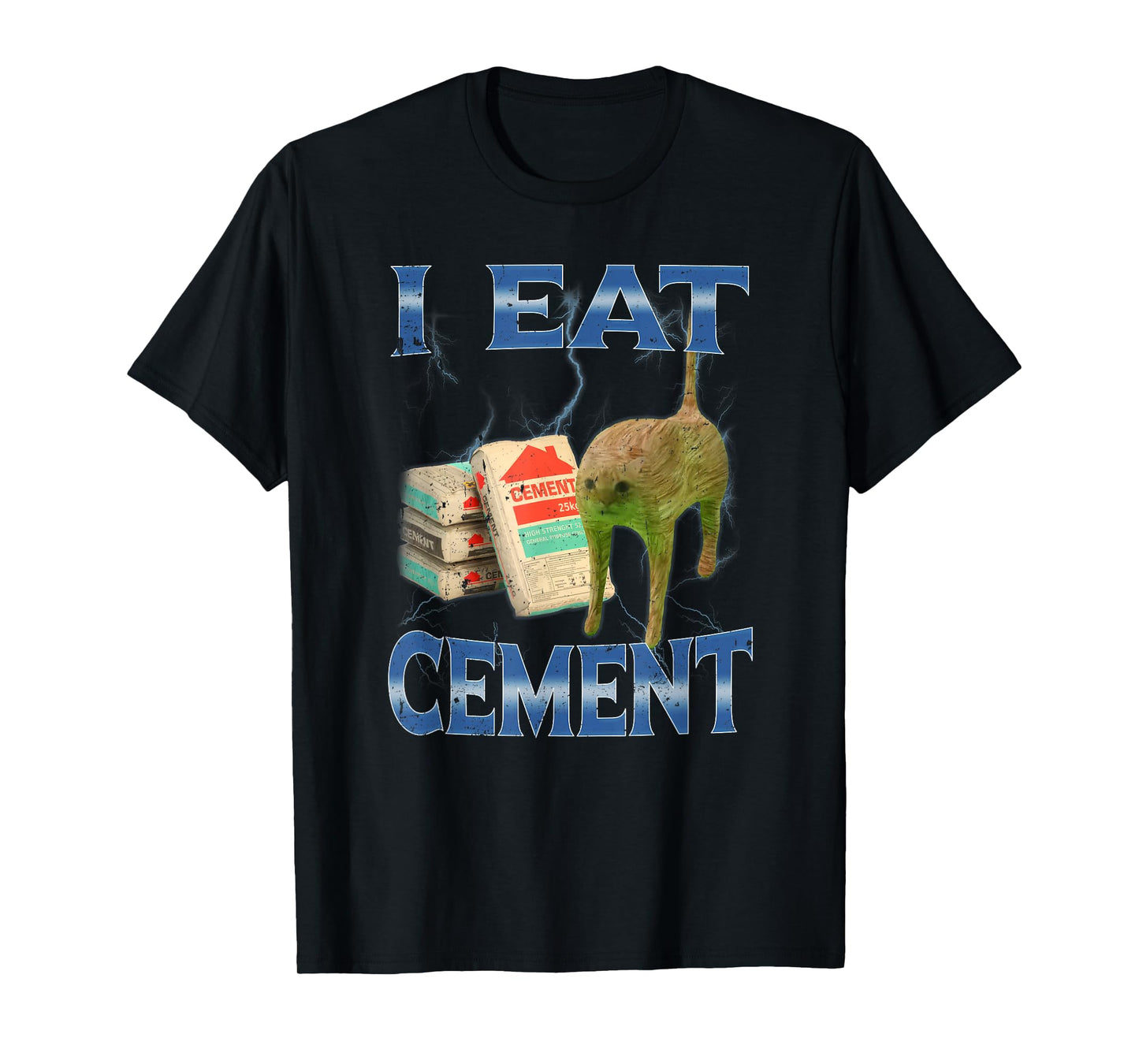I Eat Cement Bag Cursed Cat Meme Brainrot T-Shirt