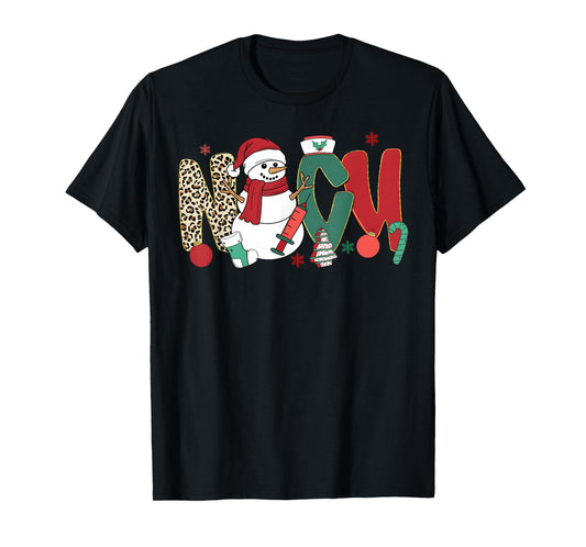 NICU Nurse Snowman Christmas Leopard Snowmies Men Women T-Shirt
