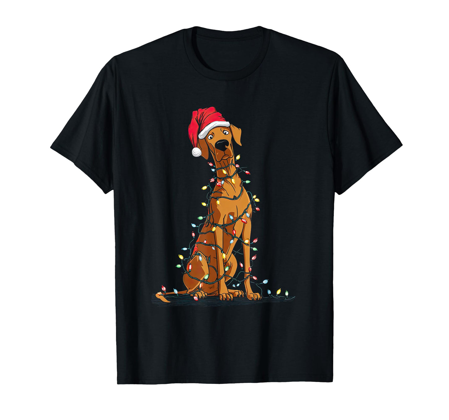 Funny Rhodesian Ridgeback Christmas Graphics Dog Lights T-Shirt