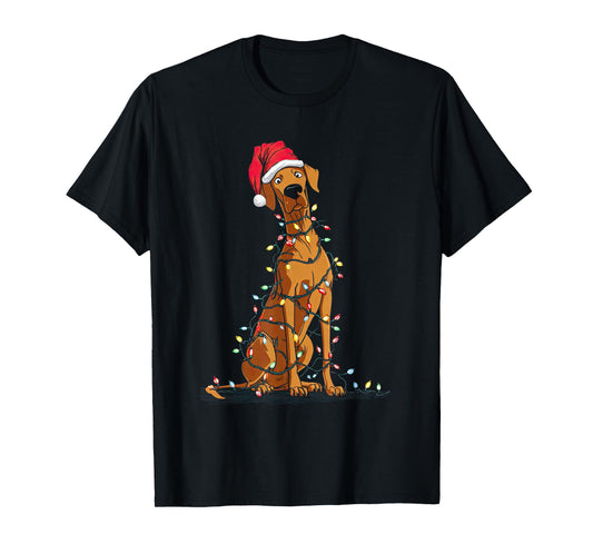 Funny Rhodesian Ridgeback Christmas Graphics Dog Lights T-Shirt