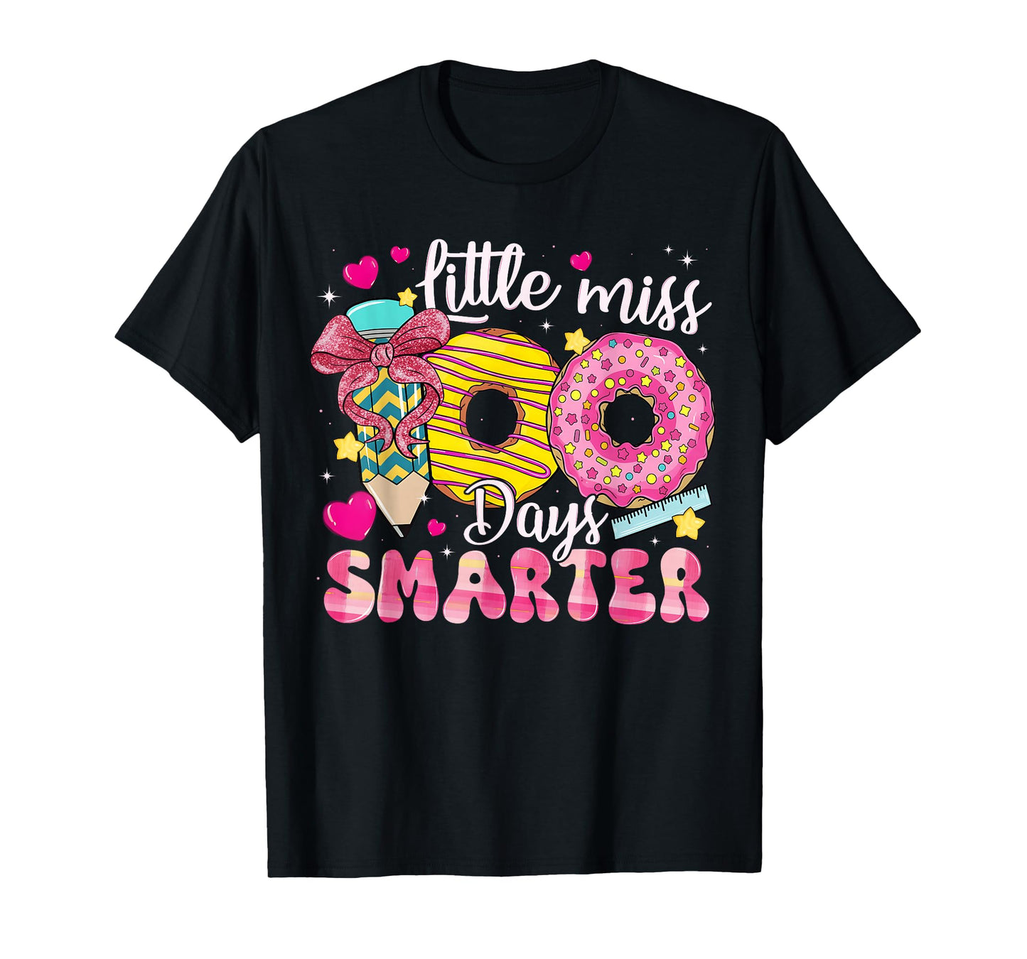 Little Miss 100 Days Smarter Donut 100th Day of School Girl T-Shirt