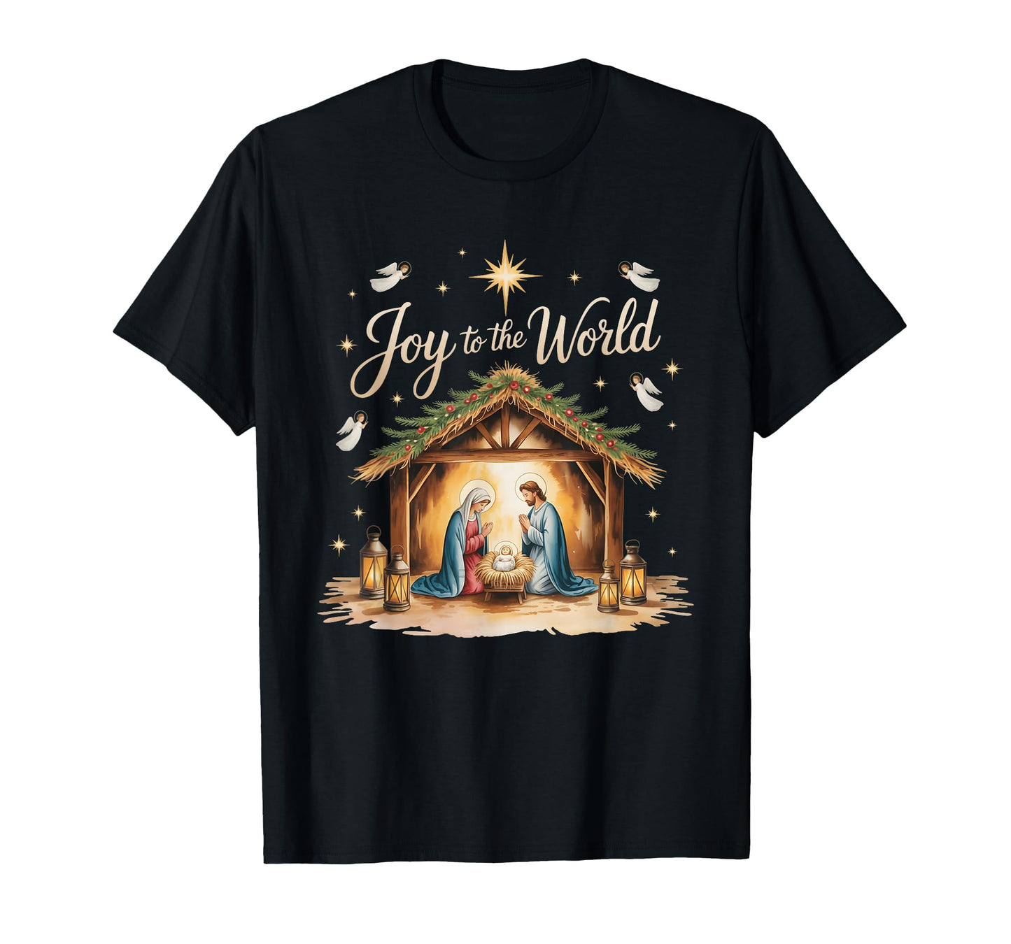 Christmas Nativity Christian Birth of Jesus Joy to The World T-Shirt