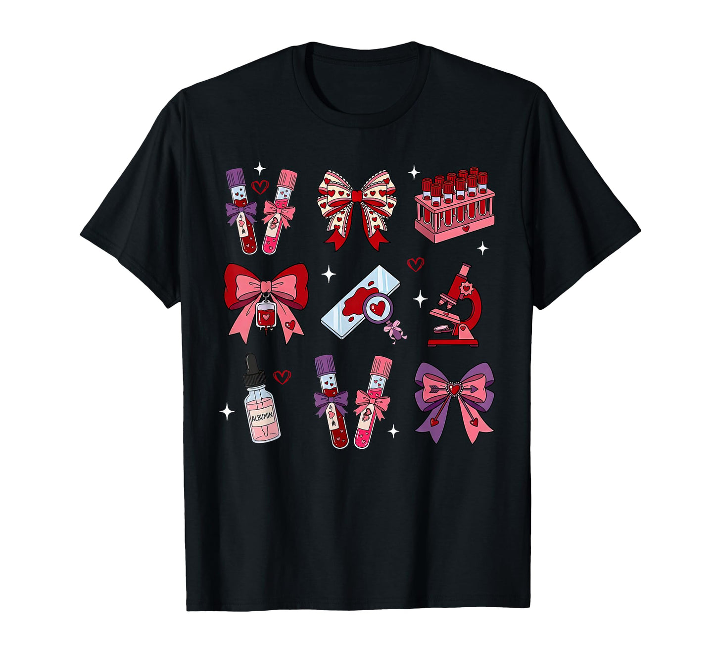 Lab Tech Coquette Bow Valentine Science Laboratory Scientist T-Shirt