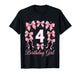 Kids 4th Birthday Shirt Girl Coquette Bow Kids Four 4 Year Old T-Shirt