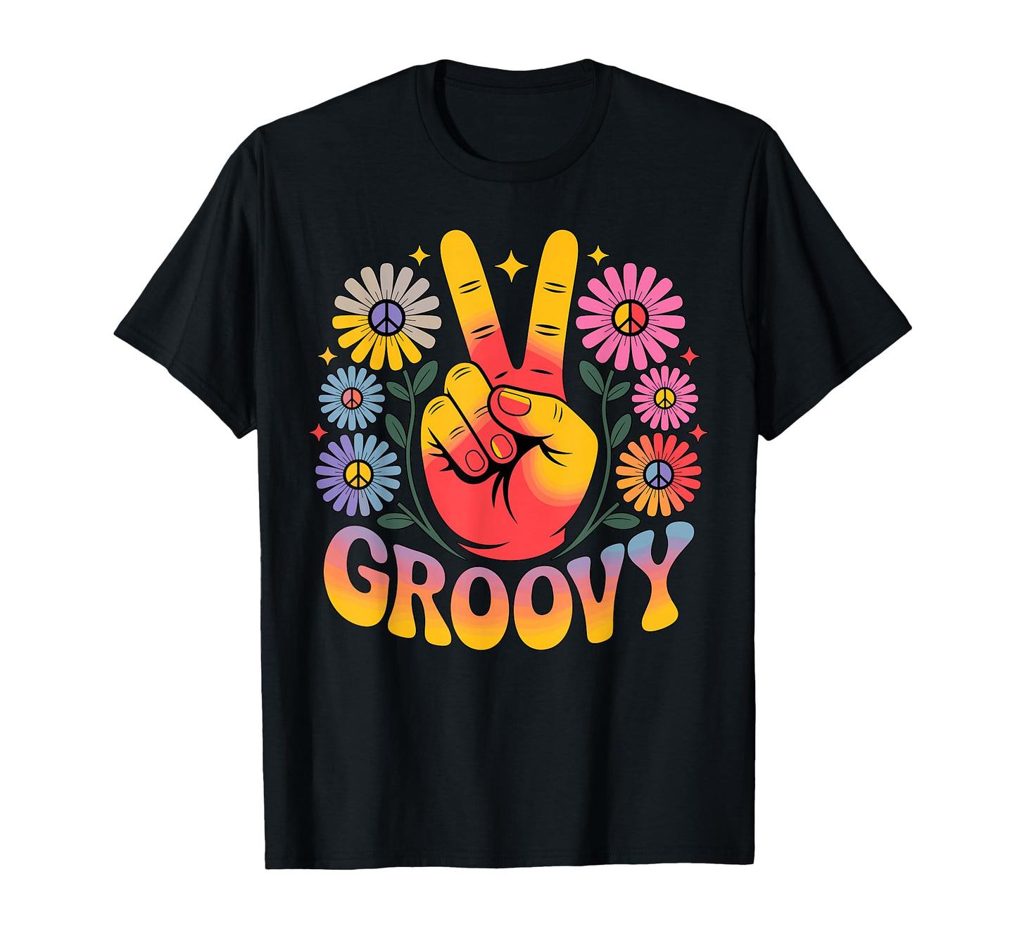Groovy Peace Sign Hippie 80s 90s T-Shirt