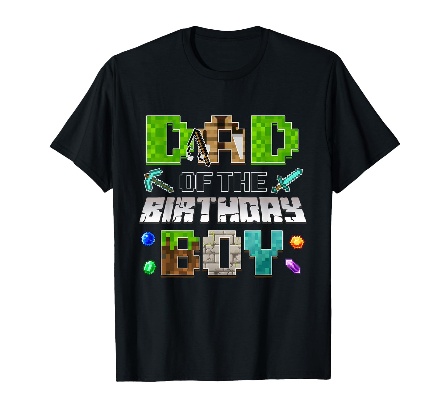 Dad of The Birthday Boy Funny Gaming Birthday Pixel Party T-Shirt