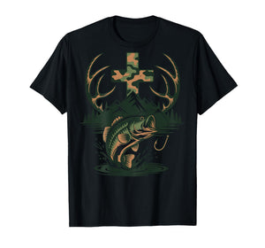 Youth Camo Faith Hunting Fishing Cross Fisherman Christian T-Shirt