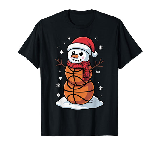 Christmas Basketball Snowman Toddler Kids Pajama Winter Time T-Shirt