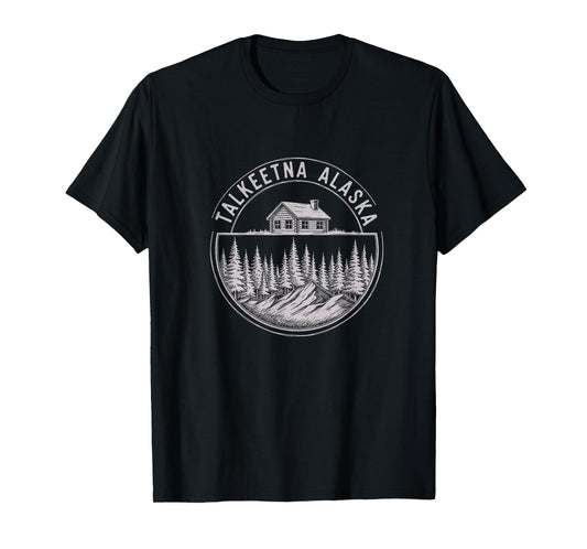 Vintage Talkeetna Alaska Sketch Art Design T-Shirt