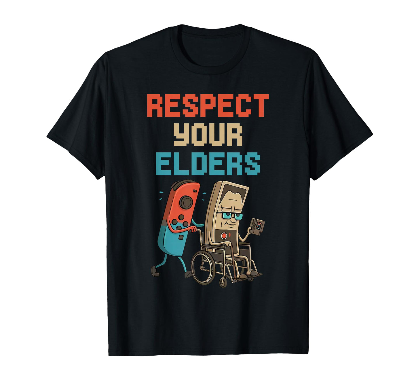 Respect Your Elders Gaming Control Retro Funny Video Game T-Shirt