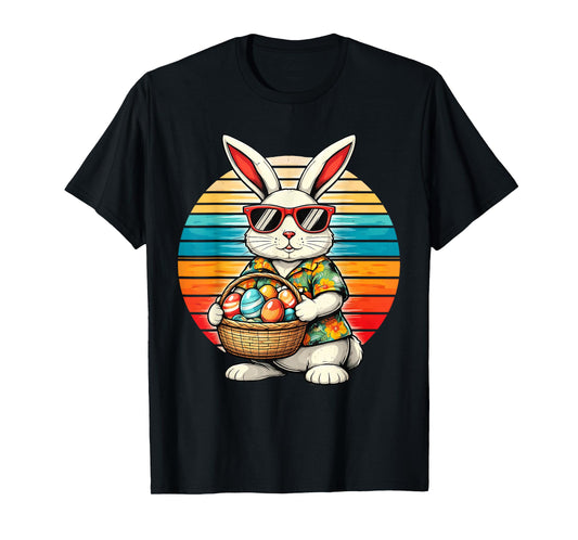 Mens Boys Easter Retro Bunny Egg Funny Easter Men Women Kids T-Shirt