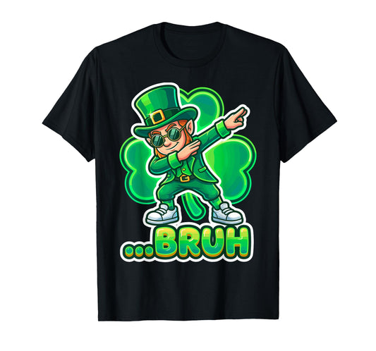 Funny St.Patrick's Day Bruh Leprechaun Dabbing Dab Shamrock T-Shirt