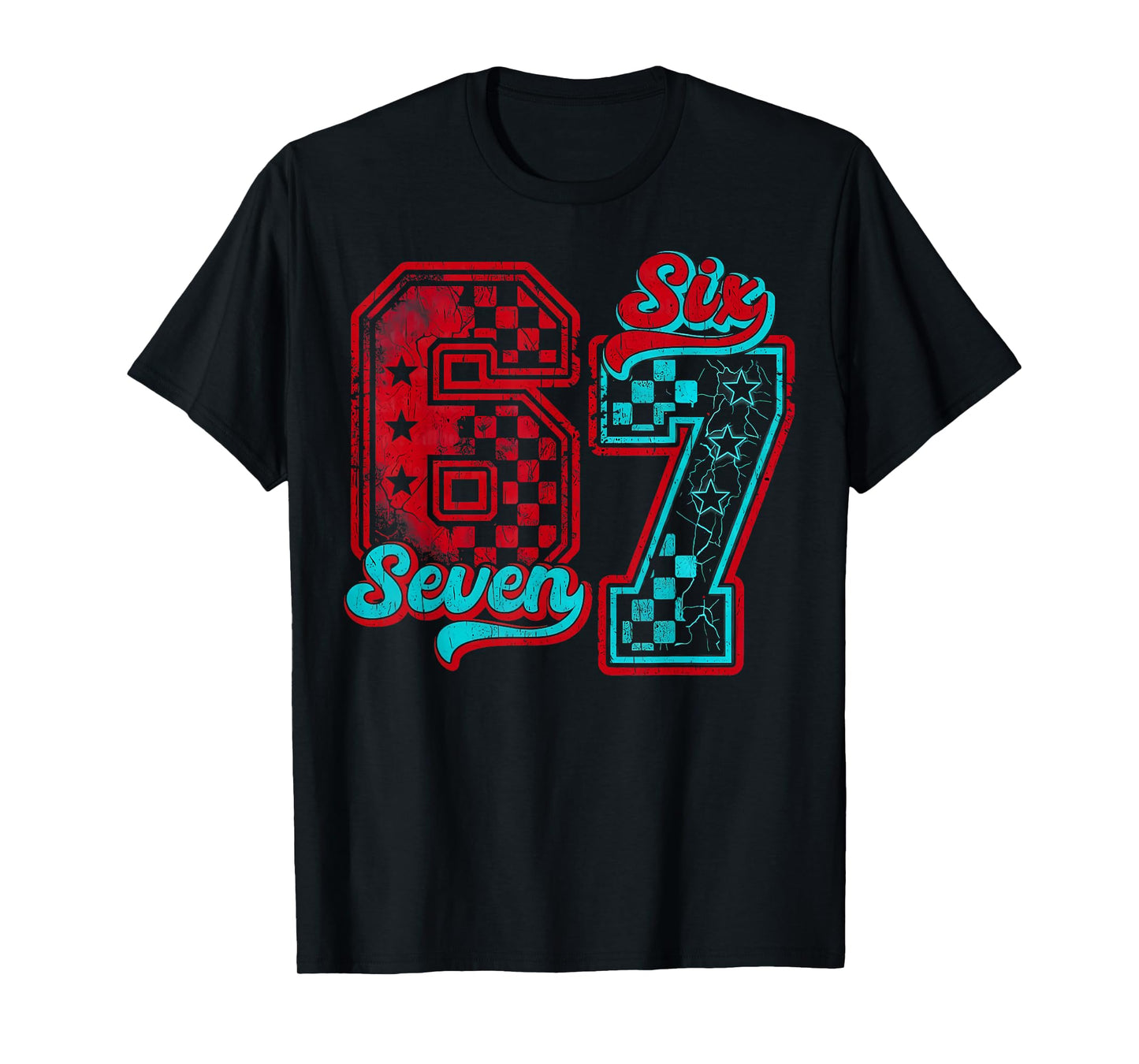 Stranger 67 Things Funny Six Seven Meme Checkered Birthday T-Shirt