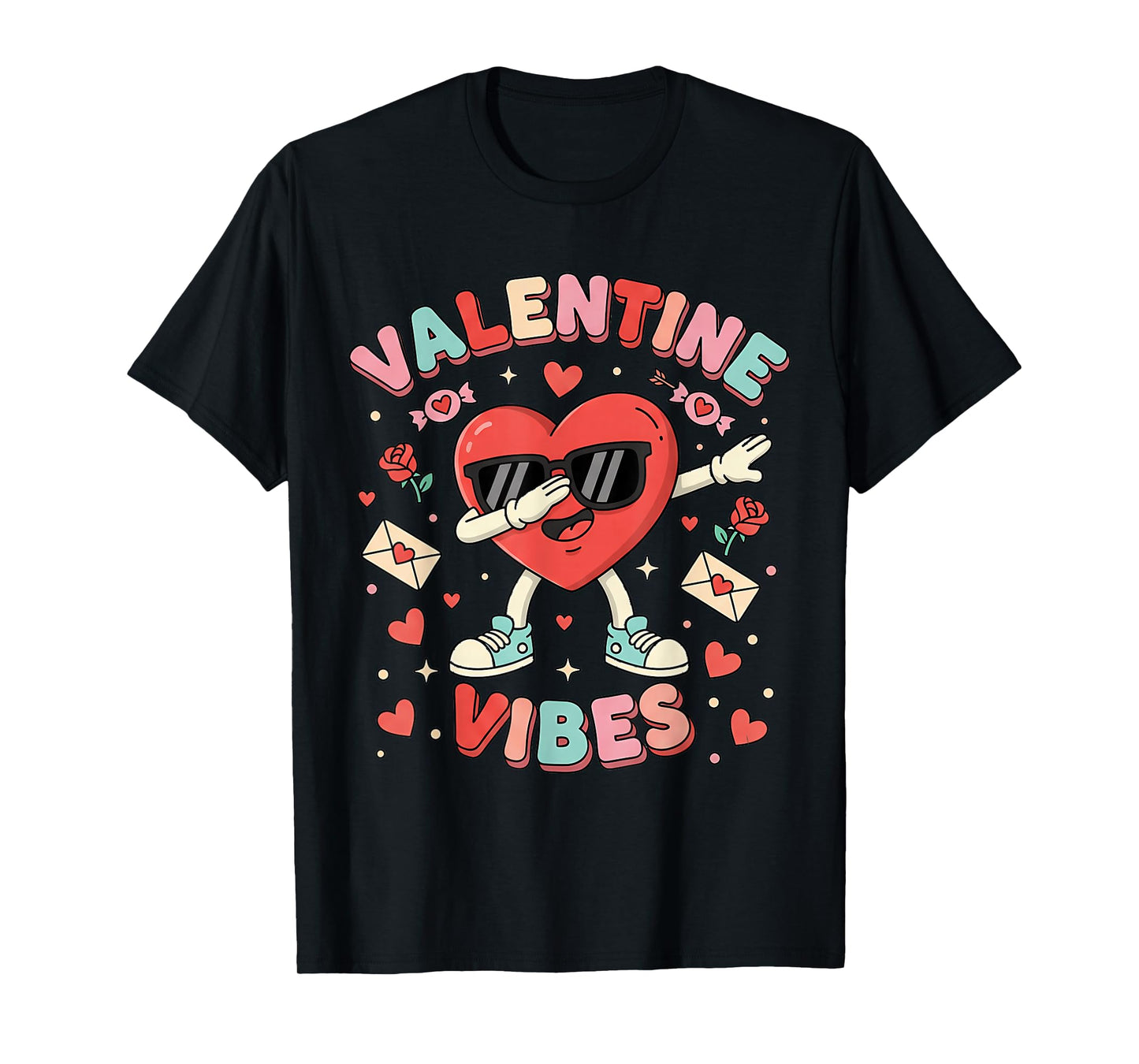Funny Boys Valentines Dabbing Heart Teen Kid Girls Men Women T-Shirt