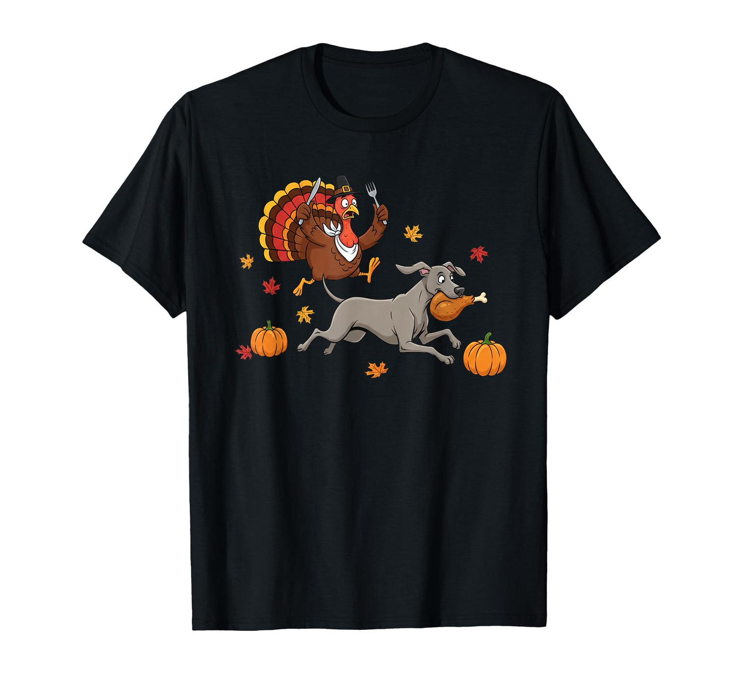 Funny Weimaraner Turkey Autumn Thanksgiving Womens Mens Kids T-Shirt