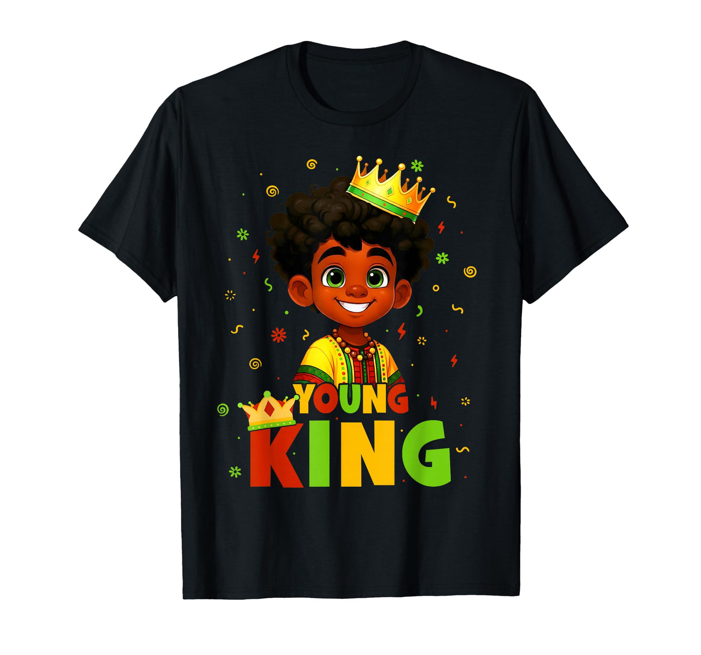 Black History Month Black Young King Afro Hair Kid Boys Men T-Shirt