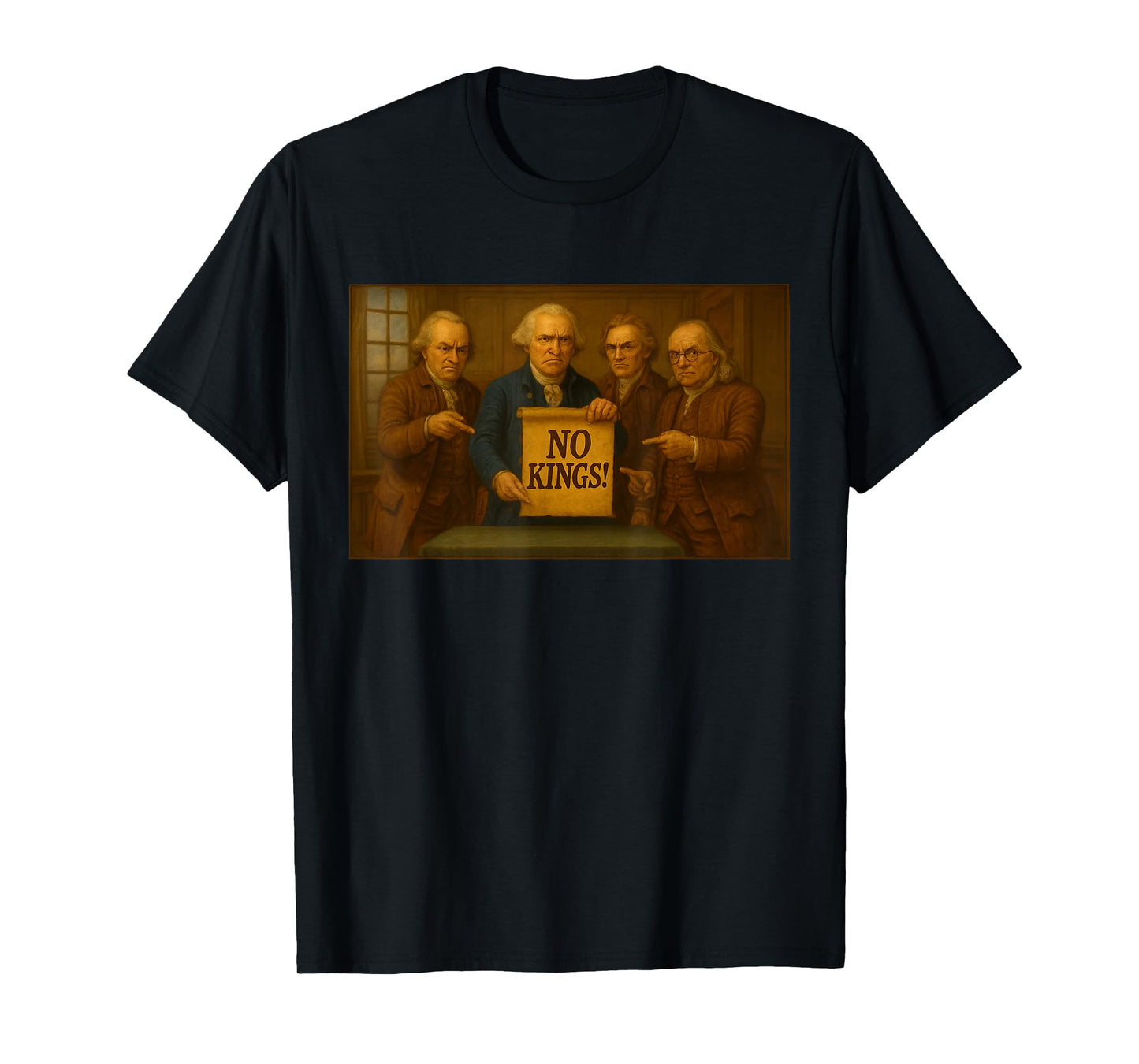 No Kings Protest Sign Funny Founding Fathers Disapproval T-Shirt