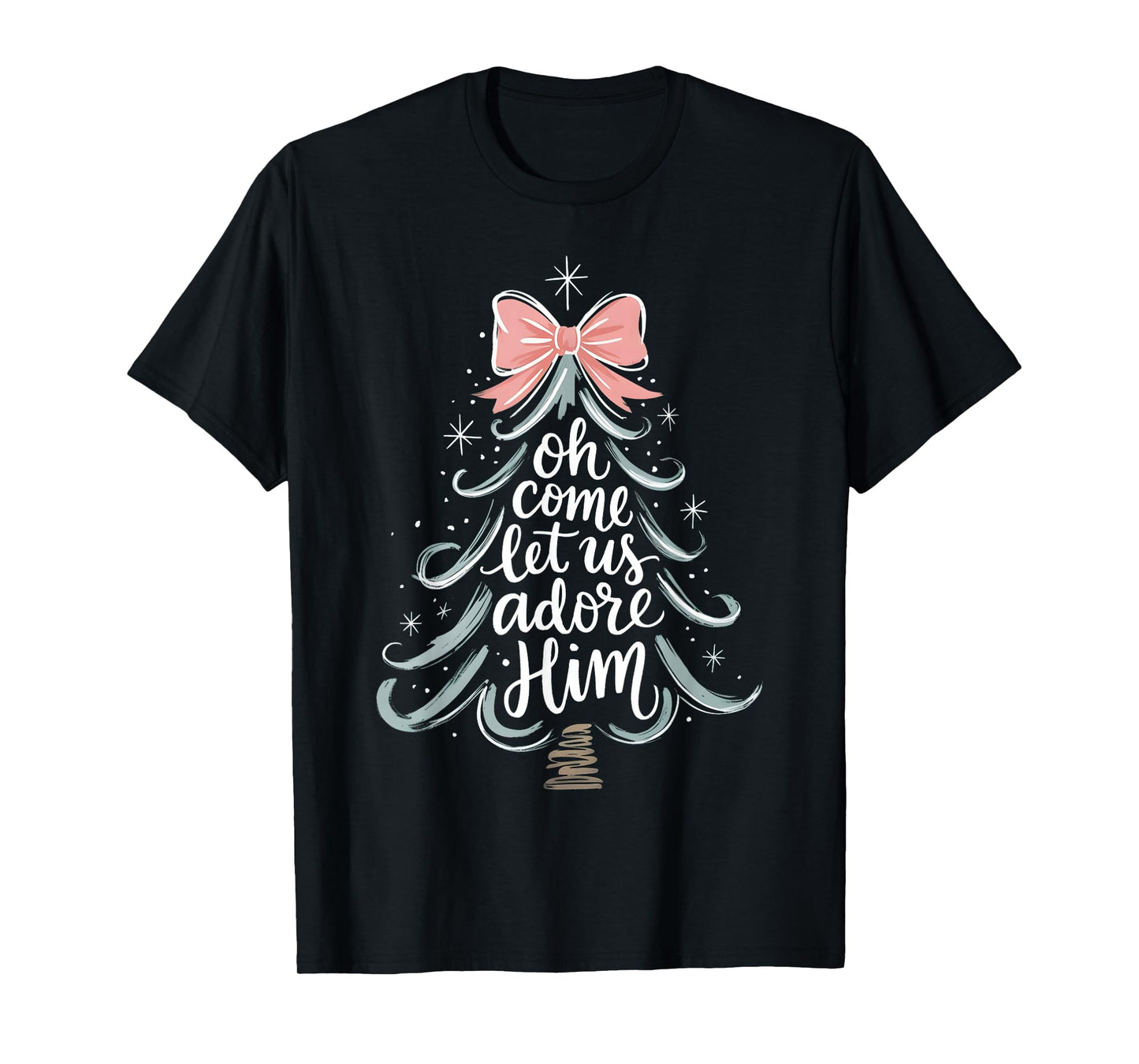 Oh Come Let Us Adore Him Christmas Tree for Men Women T-Shirt