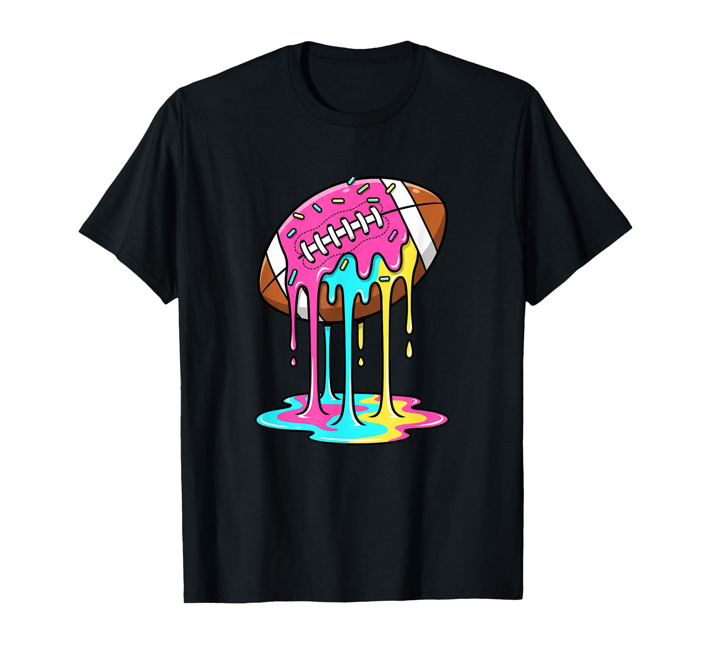 Melting Donut Football with Sprinkles Kids Dessert Sports T-Shirt