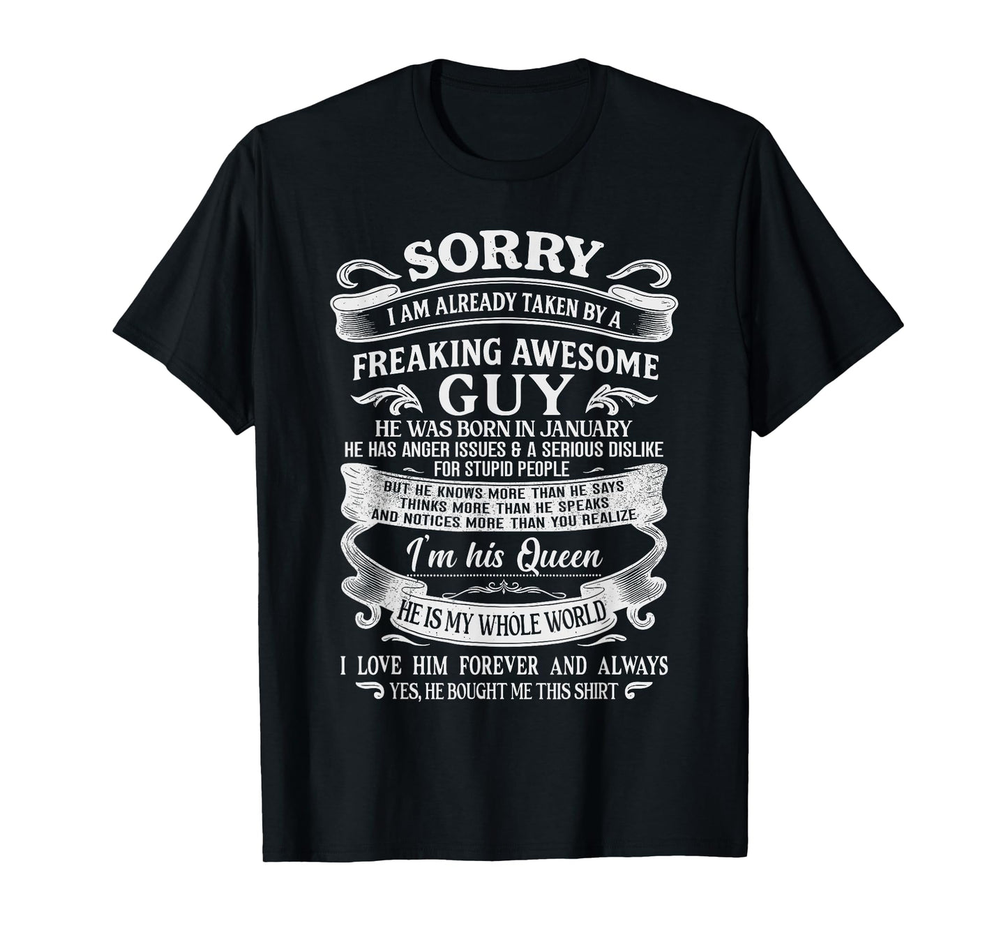 I Am Already Taken by Freaking Awesome Guy Born in January T-Shirt