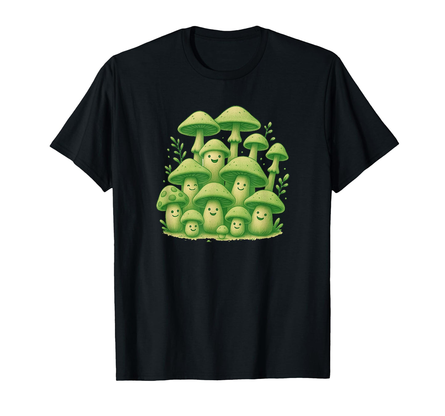 Smiling Mushroom Gang - Funny Forest Vibes Design T-Shirt