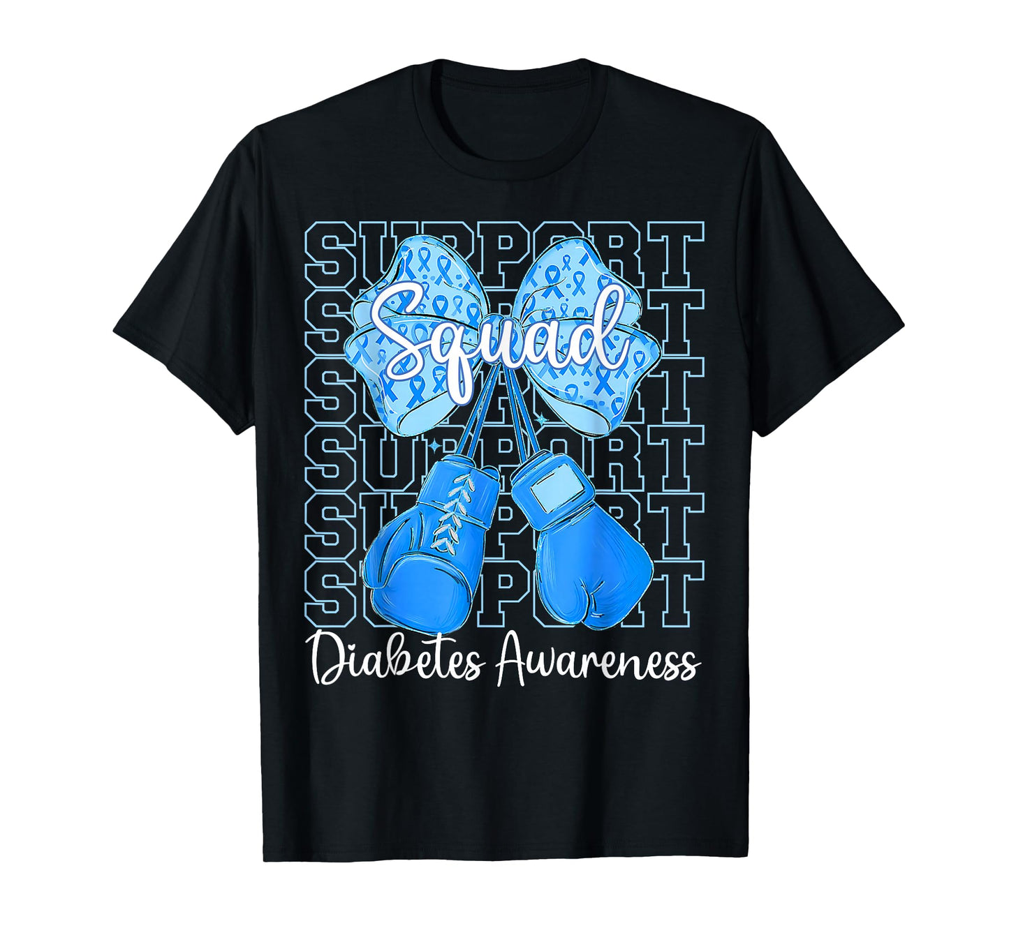 Blue Coquette Fight Diabetes Awareness Support Squad T-Shirt