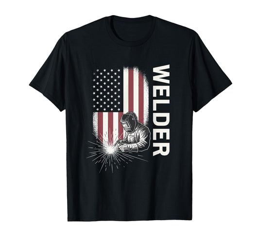 Skilled Trades Welder Patriotic American Flag Welding Design T-Shirt