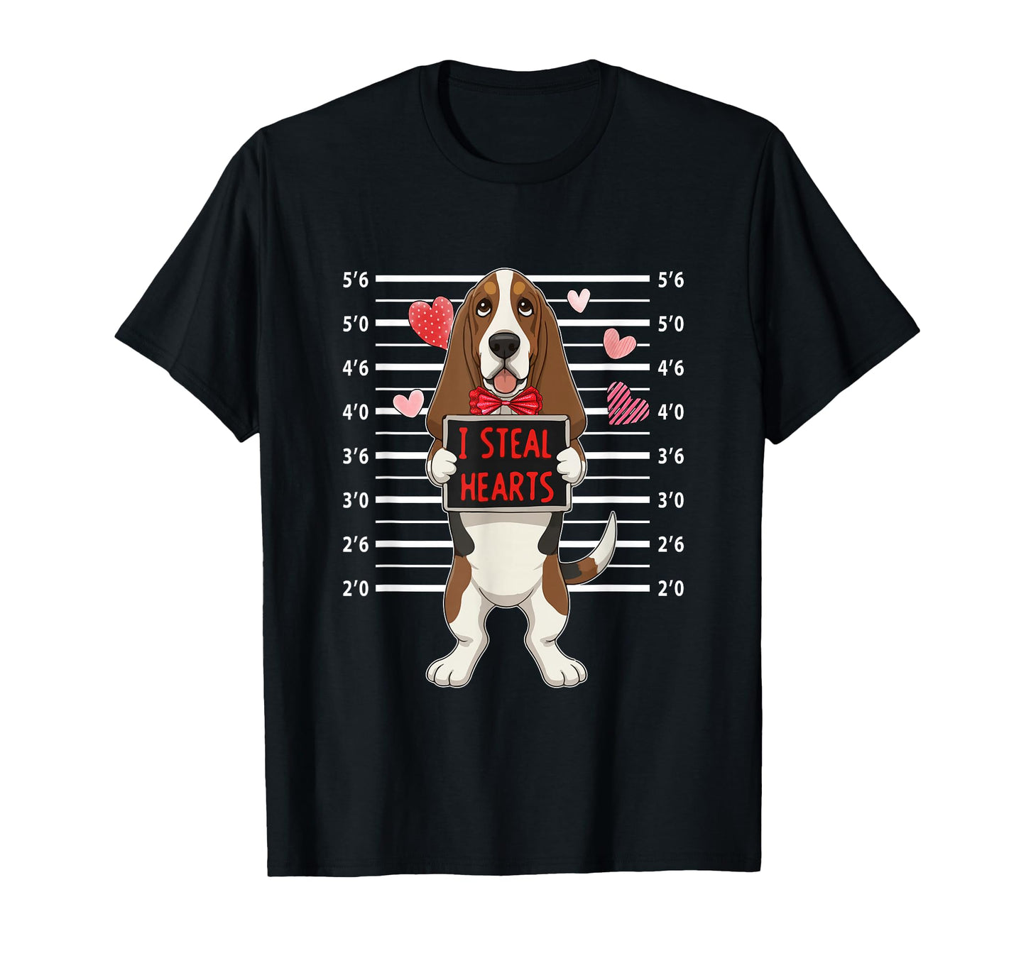 I Steal Cute Hearts Valentine's Day Basset Hound Lover Owner T-Shirt