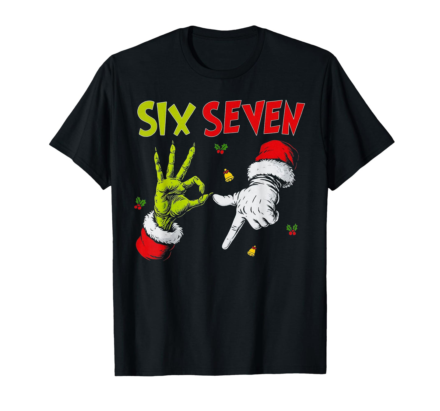 Six Seven Santa Hand Funny Viral Meme 67 Theme 6 7 Christmas T-Shirt