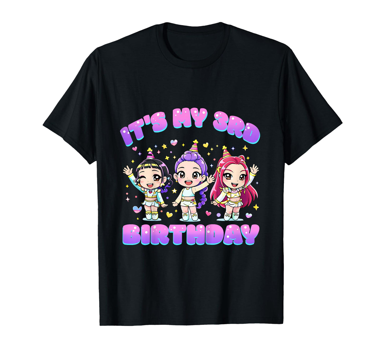 3 Years Old Birthday K pop Kids 3rd Birthday Girls K-pop T-Shirt