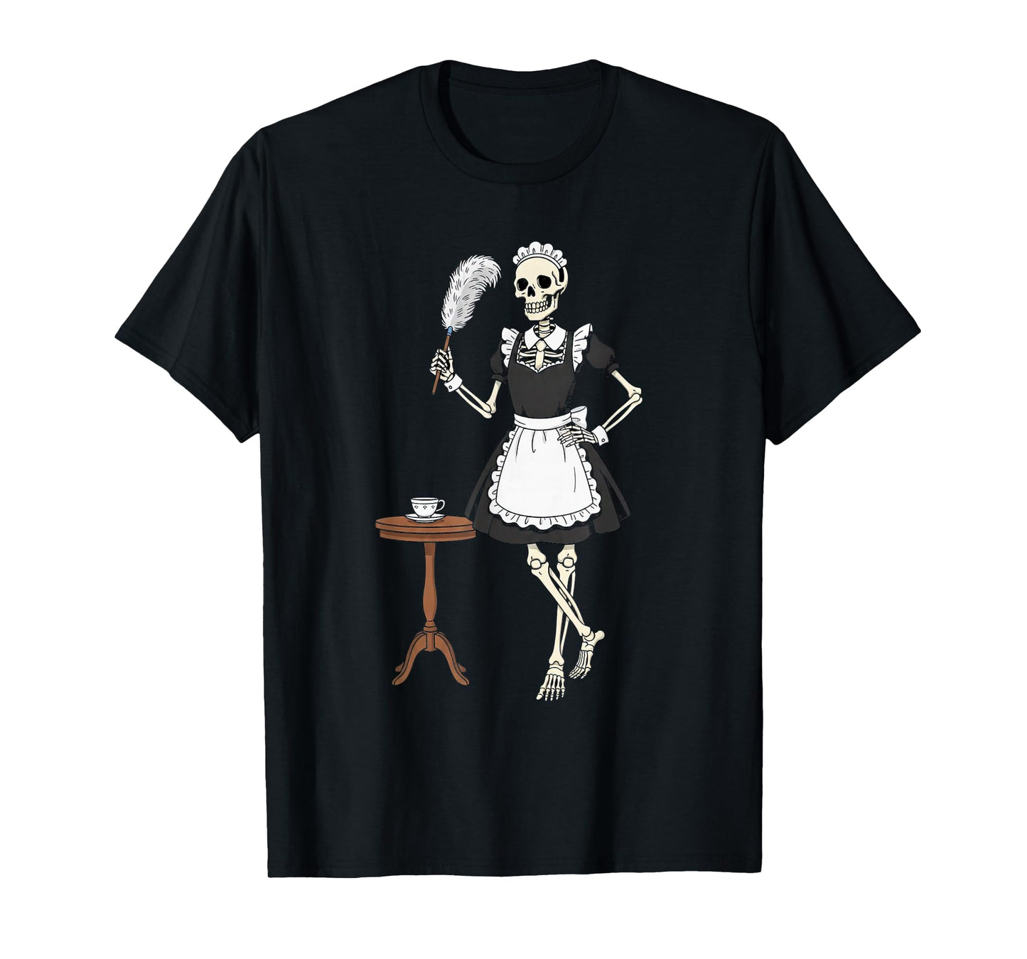 French Maid Skeleton Halloween Funny for Men Boys Kids T-Shirt