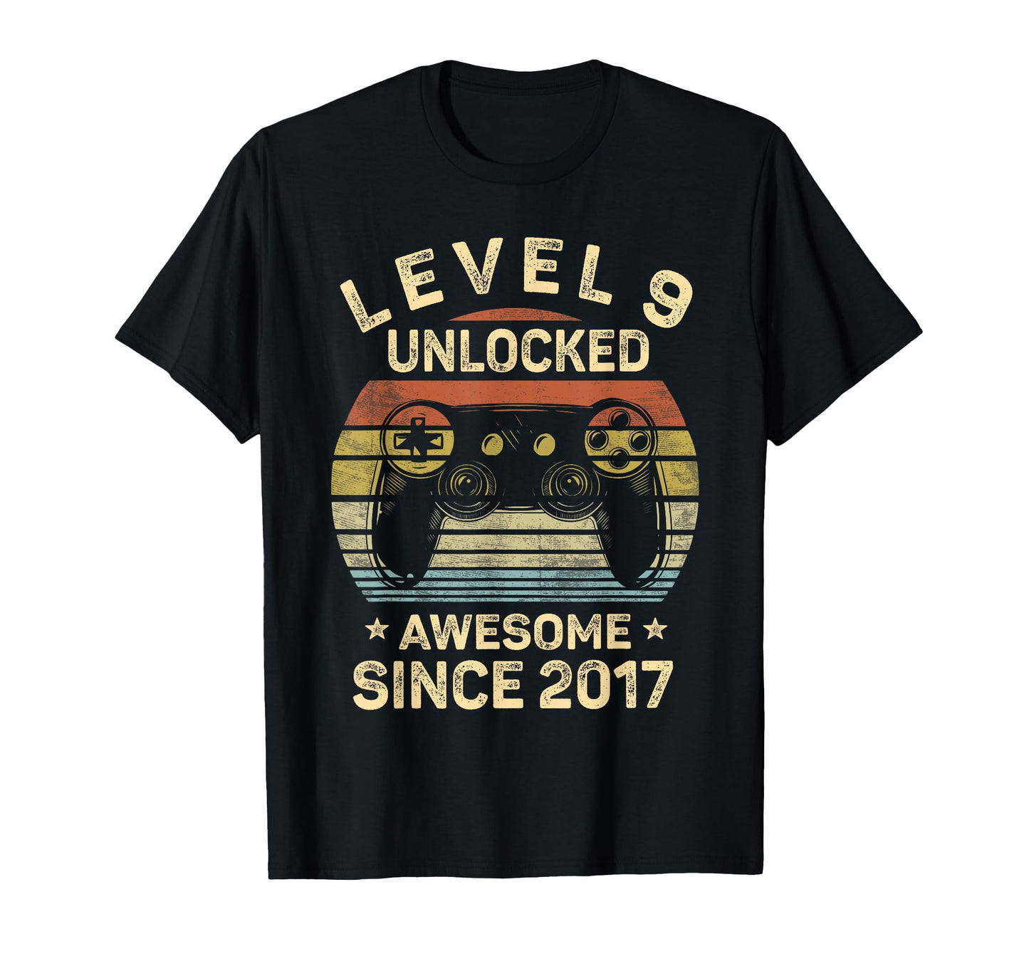 Level 9 Unlocked Awesome Since 2017 9th Birthday Gaming T-Shirt