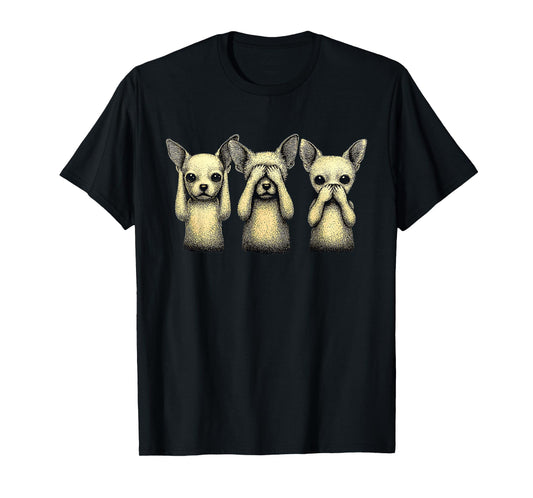 See No Evil Hear No Evil Speak No Evil Funny Chihuahua T-Shirt