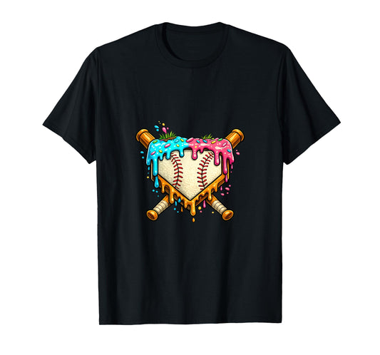 Baseball Drip for Boys Ice Cream Dripping Baseball Sport T-Shirt