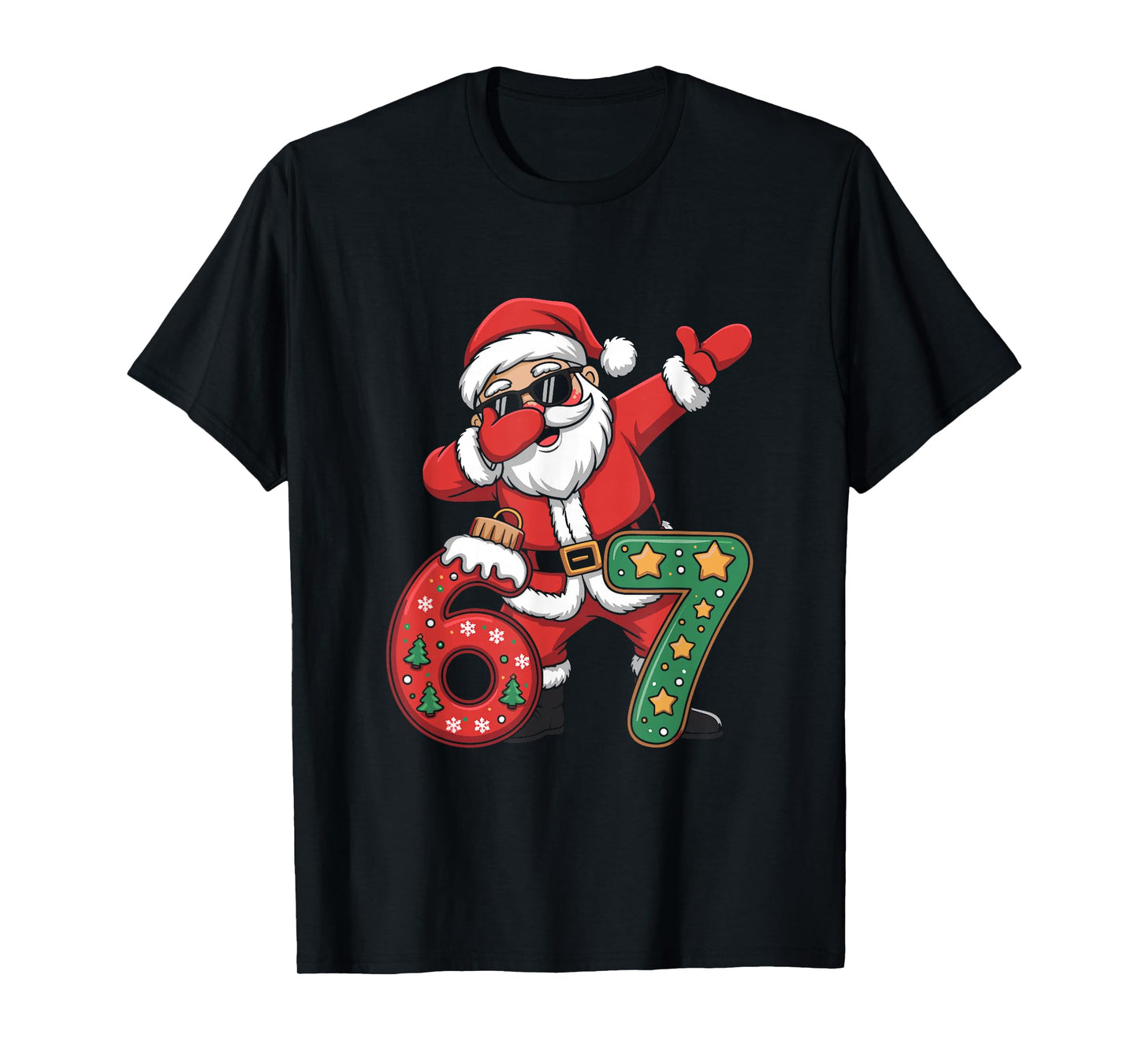 Funny Six Seven 6 7 Meme Santa Dab Christmas Dabbing T-Shirt