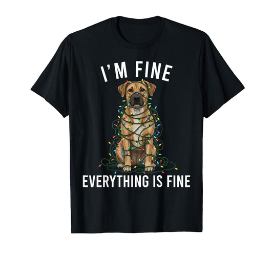 Black Mouth Cur Christmas I'm Fine Everything is Fine T-Shirt