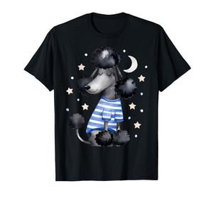 Sleepy Black Poodle Stars and Moon Dog Lover Sleeping Pajama T-Shirt