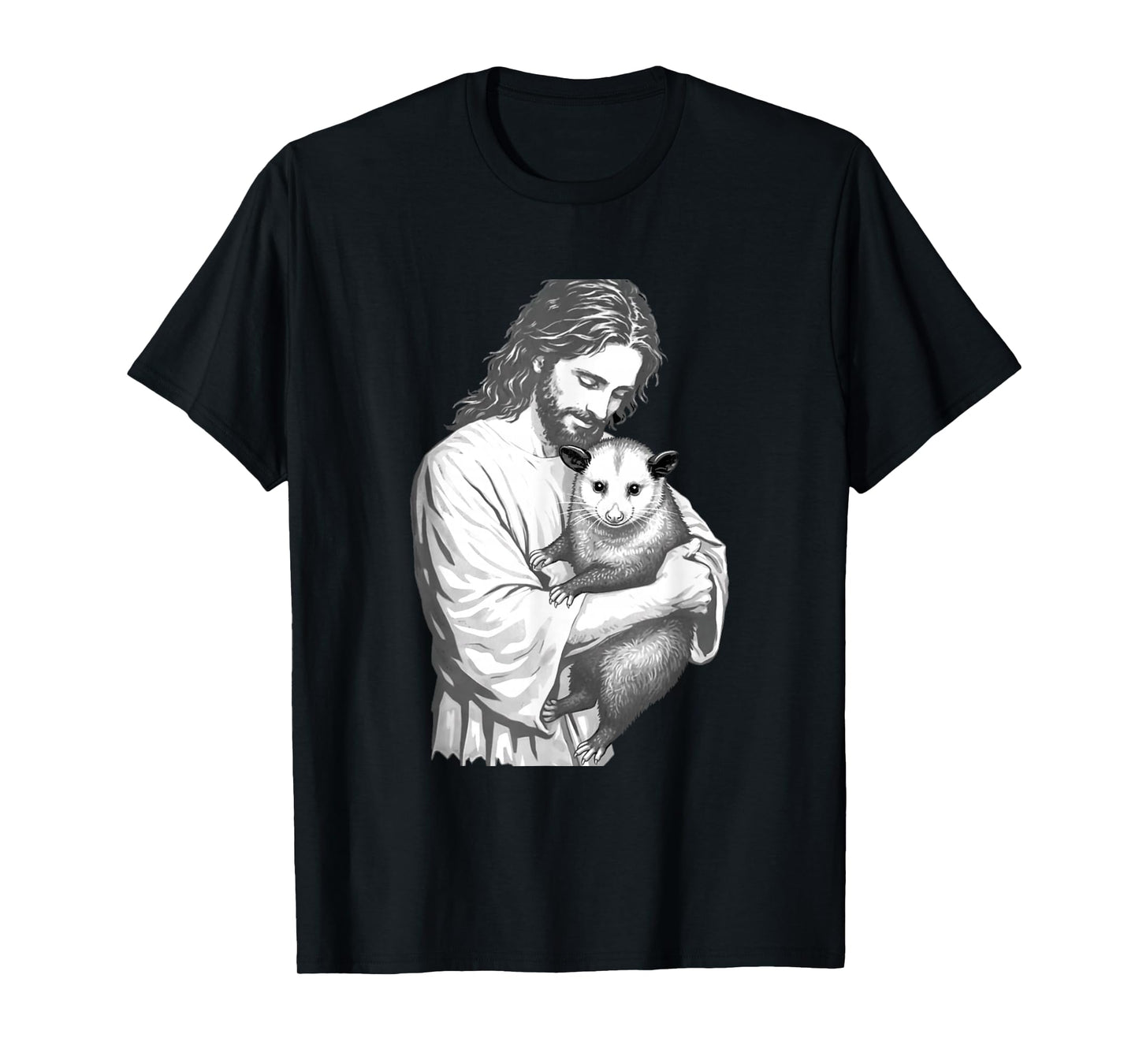 Funny Jesus Opossum Christian Faith Animal Art Graphic T-Shirt