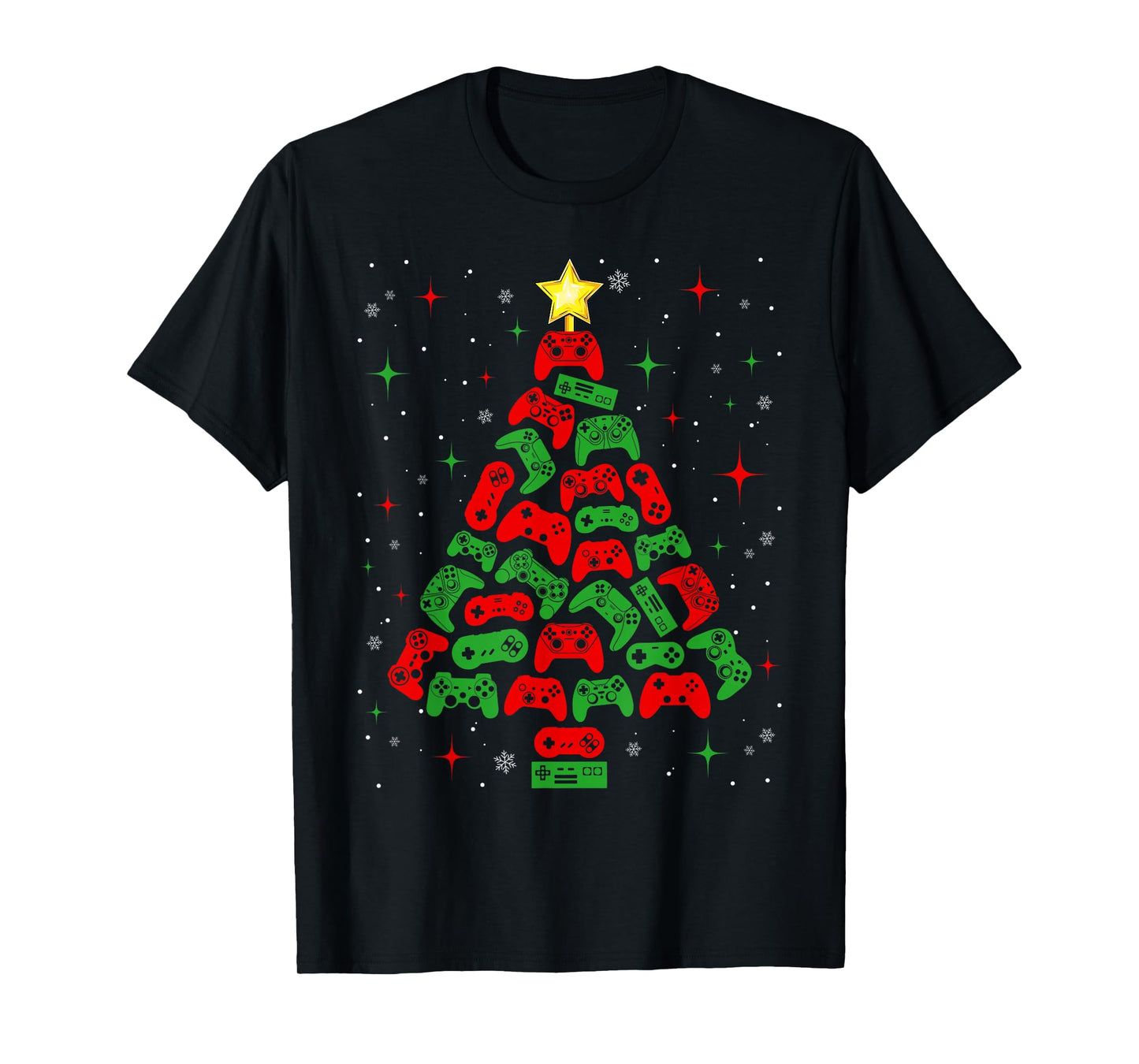 Merry Christmas Gaming Controllers Xmas Tree Gamers Boys Men T-Shirt