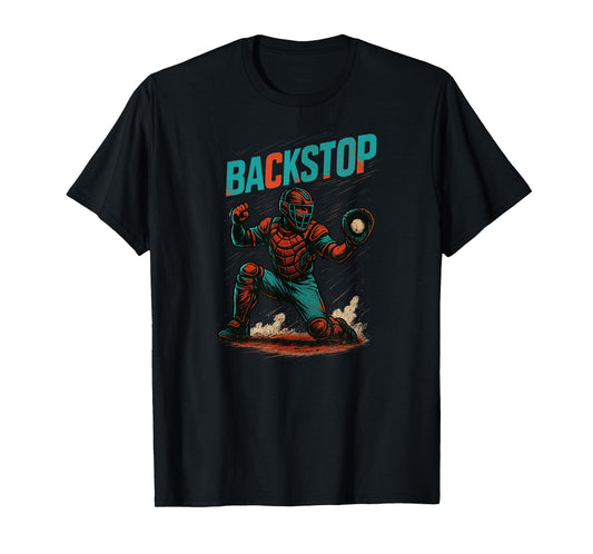 Backstop Catcher Baseball Graphic T-Shirt