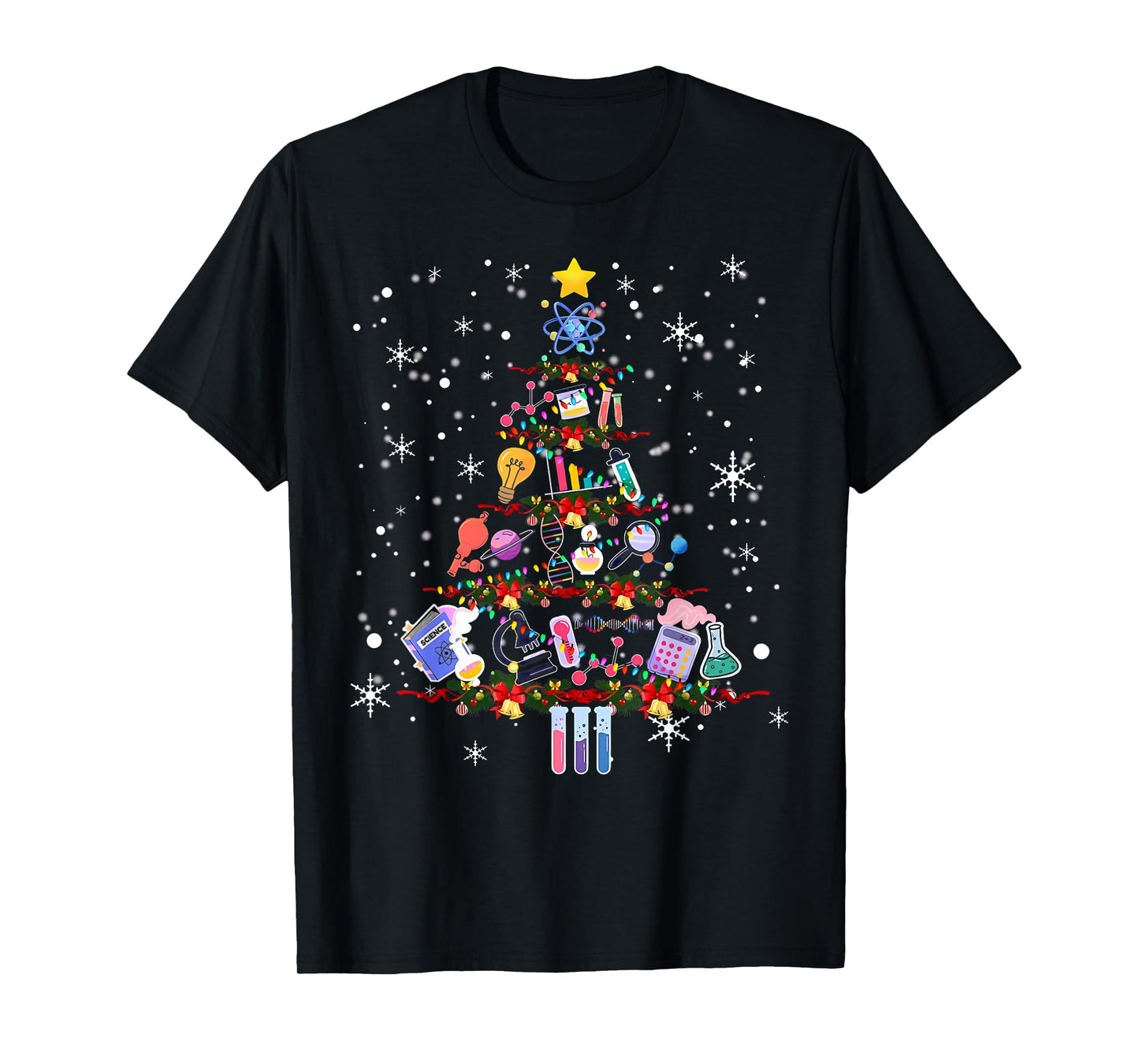 Science Christmas Lights Scientist Chemistry Lab Tech Xmas T-Shirt