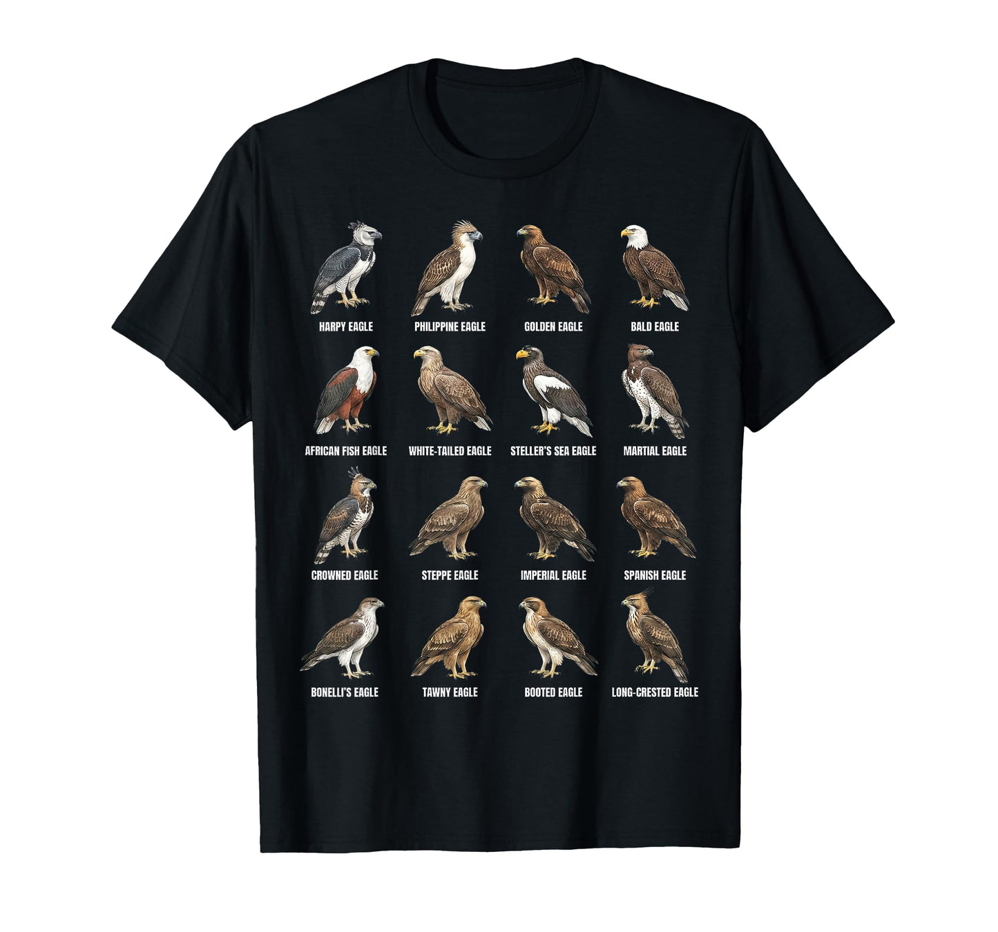 Eagle Species Chart – Types of Eagles Ornithology T-Shirt