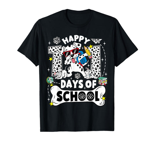 Happy 100 Days of School Dabbing Dalmatian Dog 100 Days Kids T-Shirt