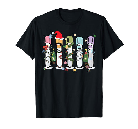 Blood Tube Christmas Phlebotomy Tech Laboratory Science Tech T-Shirt
