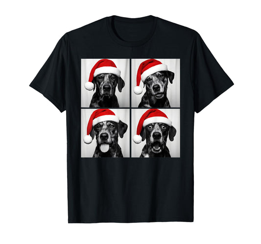 Funny Christmas Catahoula Leopard Dog Santa Photo Booth T-Shirt