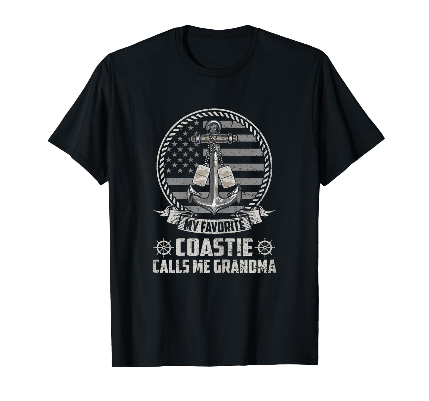 My Favorite Coastie Calls Me Grandma Flag US Coast Guard T-Shirt