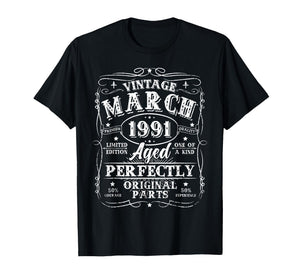 35 Year Old Vintage March 1991 35th Birthday for Men Women T-Shirt