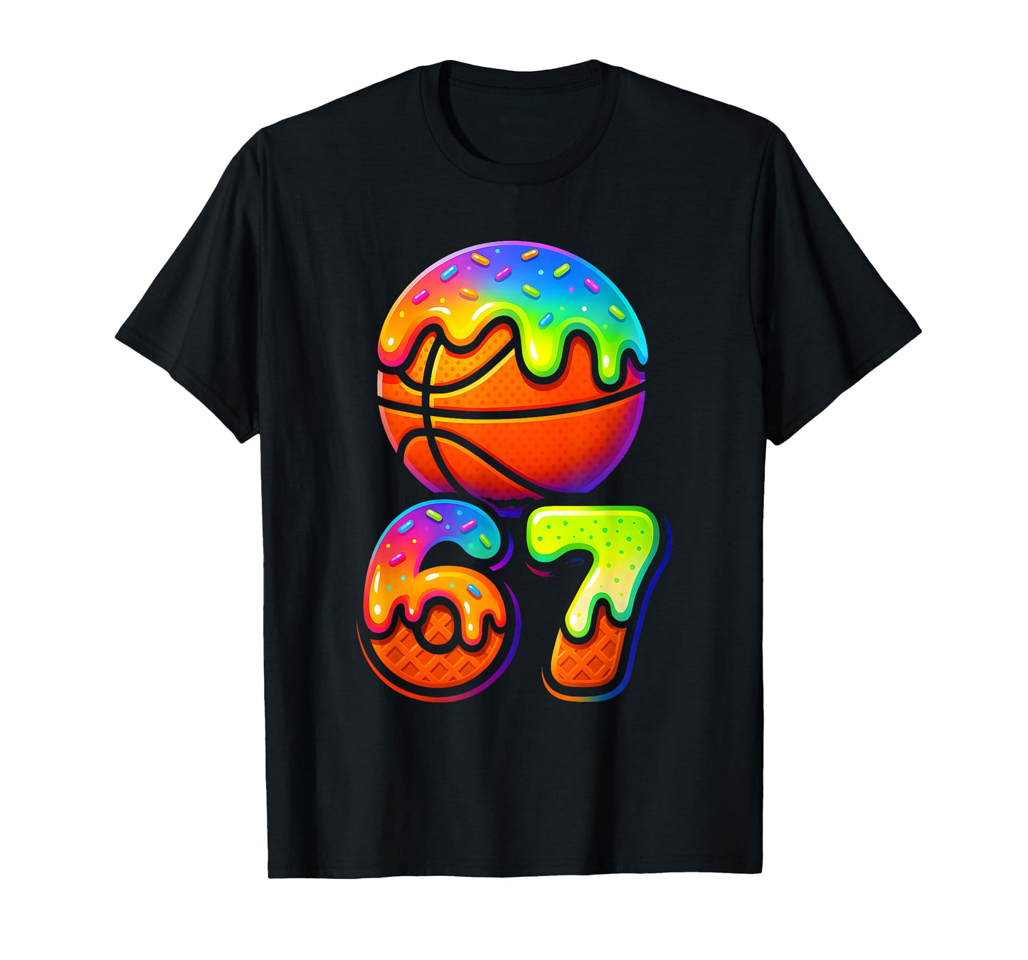 67 Ice Cream Drip Basketball Gen Alpha Slang Six Seven Meme T-Shirt
