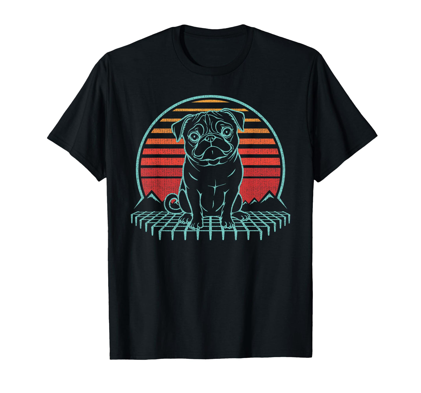 Pug Lover Dog Owner Retro Vintage 80s T-Shirt