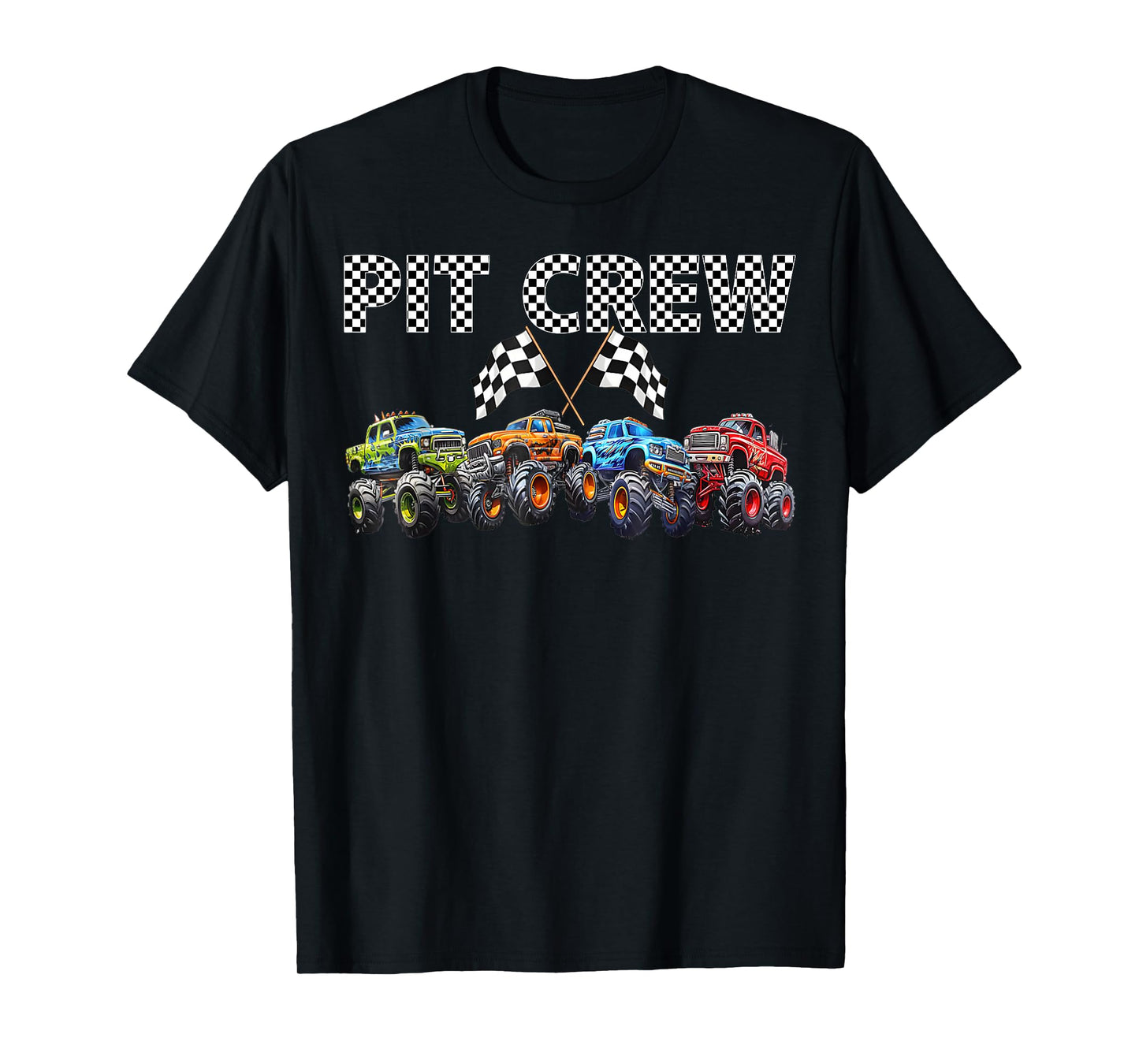 Monster Truck Birthday Boy Pit Crew Family Matching Party T-Shirt
